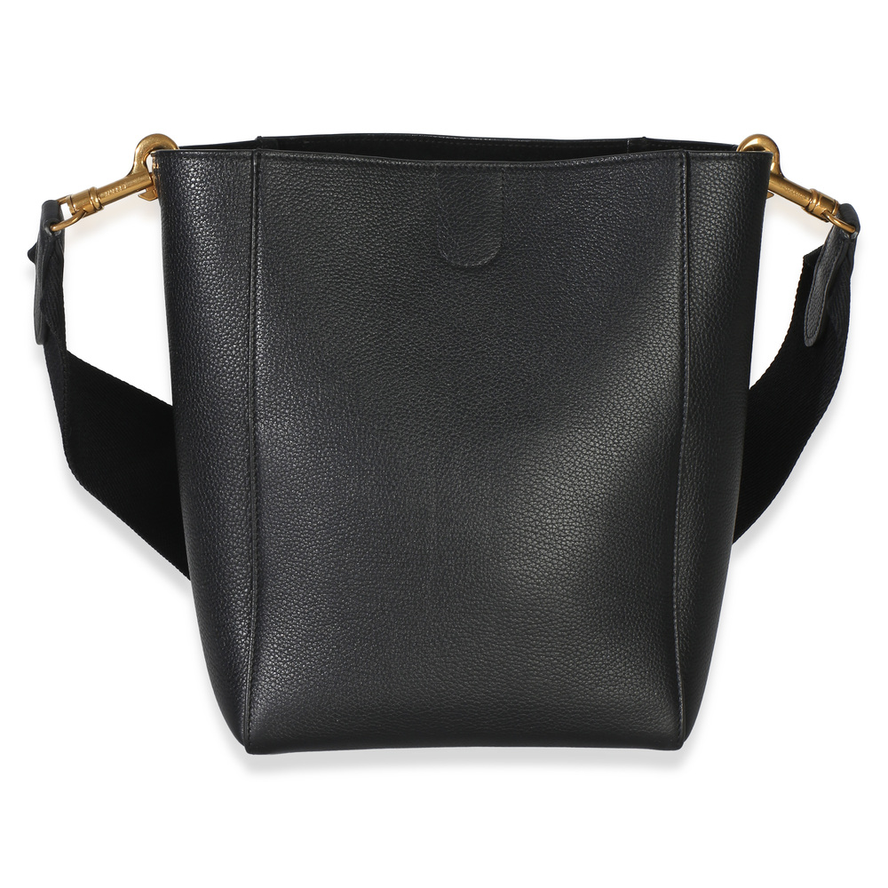Celine Black Soft Grained Calfskin Small Sangle Bucket Bag